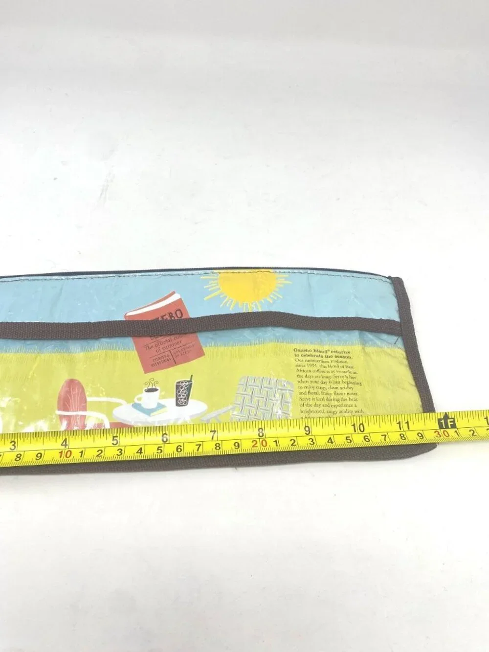 Recycled Repurpose Starbucks Coffee Wrapper Zip Pouch 2 Compartments  B8